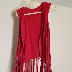 NWOT Red Boho Fringe Vest